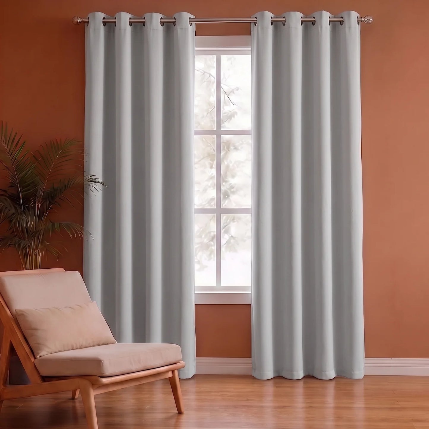Beige Solid Blackout Curtains