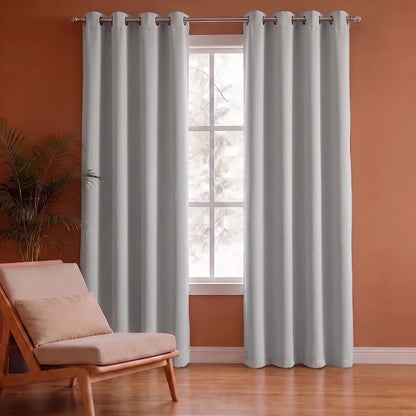 Beige Solid Blackout Curtains