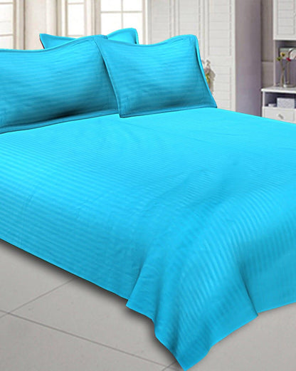 Knix Cotton Satin King , Queen Size Self Stripe Bed Sheet - Knix Decor