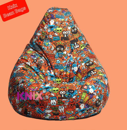 Knix canvas printed Bean Bag , Cover Only | Without Beans - Knix Decor